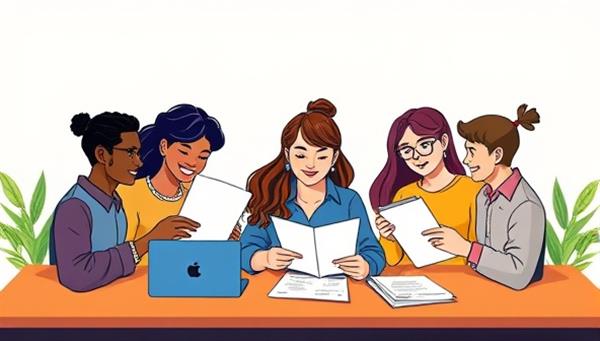 An illustration of a diverse group of gig workers collaborating on financial documents with the help of GigAcco