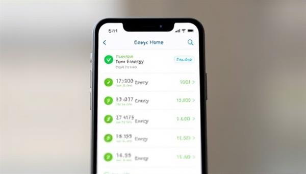 An interactive smartphone screen displaying the EcoSync Home app interface, with intuitive controls for managing home energy usage, setting schedules, and monitoring real-time energy consumption data, illustrating the convenience and efficiency of the app.