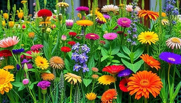 An enchanting floral garden display showcasing a variety of vibrant edible flowers and herbs in full bloom, arranged in a visually appealing and harmonious composition, evoking a sense of culinary artistry and natural beauty.