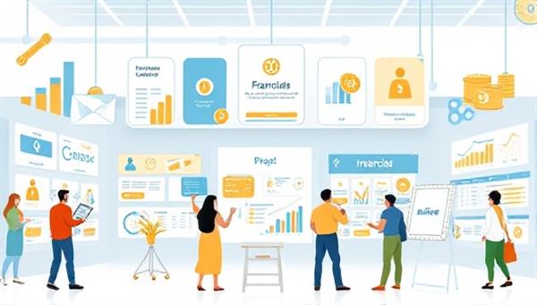 An interactive online marketplace interface showcasing a variety of financial services and tools, from budgeting apps to investment calculators, with users exploring different offerings and engaging in financial planning activities, symbolizing empowerment and financial wellness in a digital environment.