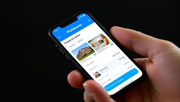 A smartphone displaying the PropInvestor app interface with property listings, investment calculators, and market insights, showcasing the convenience and accessibility of real estate investment tools at users