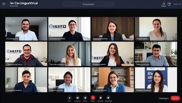 An online platform interface showcasing virtual interpretation sessions in different languages, with interpreters and participants engaging in real-time conversations, highlighting the seamless and efficient communication facilitated by GovLinguaVirtual.