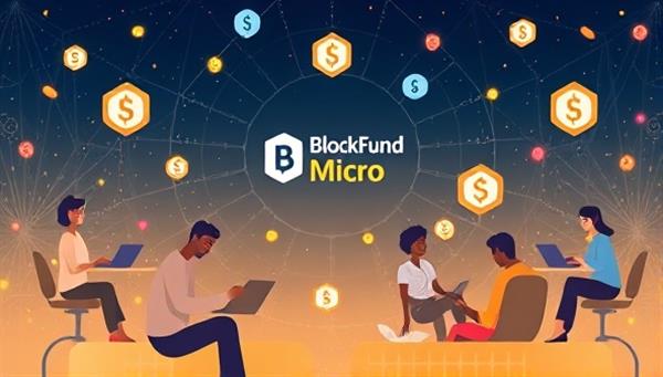 An innovative digital illustration showcasing the BlockFund Micro platform in action, with users from diverse backgrounds engaging in transparent and secure lending transactions through blockchain technology, symbolizing financial empowerment and inclusion for all.