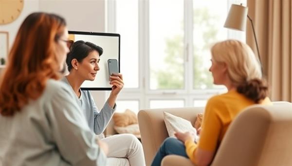 An emotionally supportive visual of a virtual therapy session, with a therapist providing compassionate guidance and support through a video call, while the client engages in self-reflection and emotional wellness activities, showcasing the platform