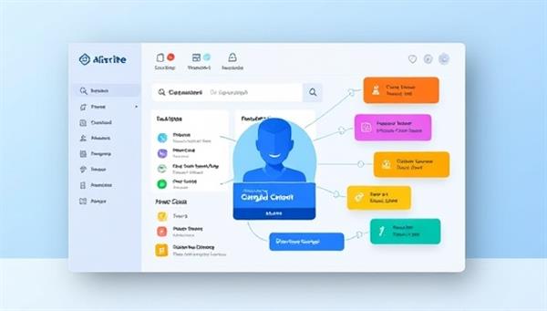 A sleek interface of the AIscribe platform displaying a user-friendly dashboard with a virtual assistant icon generating content in real-time, surrounded by vibrant text bubbles indicating diverse content topics.
