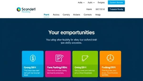 A modern and sleek website interface showcasing various grant opportunities with colorful icons representing different funding categories, evoking a sense of financial empowerment and accessibility.