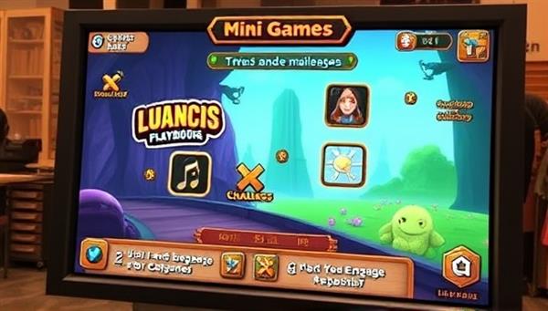 An interactive game screen featuring a branded mini-game with engaging visuals and challenges, showcasing the immersive and entertaining experience offered by AdVenture Playbook