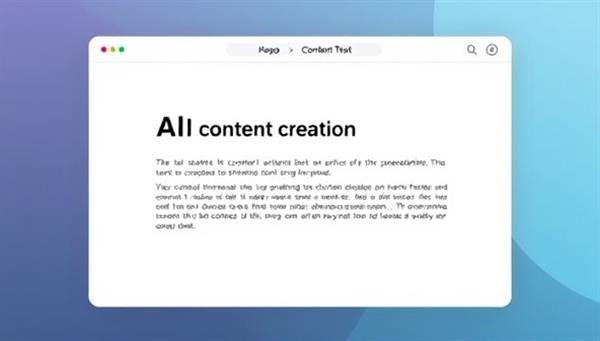 A sleek and modern digital interface showing the AI content creation platform in action, with dynamic text generation animations and user-friendly design, conveying innovation and efficiency.