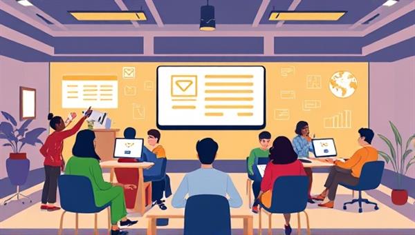 A digital illustration depicting a virtual career development bootcamp setting with participants engaging in workshops, networking sessions, and resume-building activities, guided by career coaches and industry experts, fostering professional growth and skill enhancement in a dynamic online environment.