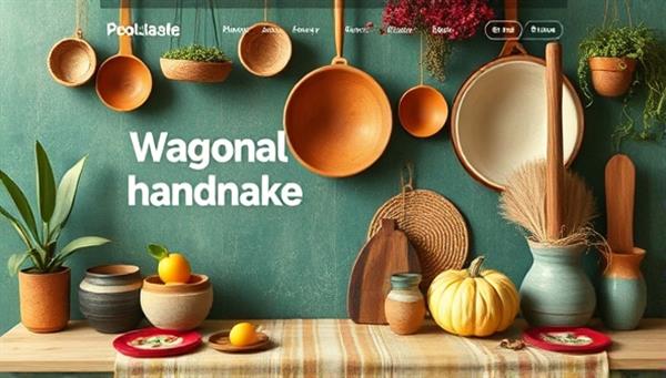 A vibrant and artistic website homepage mockup featuring handmade products, creative fonts, and colorful design elements to reflect the essence of local artisan craftsmanship.