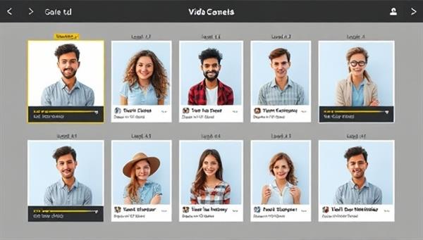 An image depicting a digital storyboard with personalized video ad frames tailored to different customer profiles, showcasing the versatility and customization options offered by VidPersona