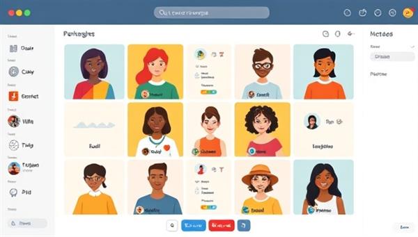 An online platform interface showing diverse avatars engaging in virtual language exchange sessions with interactive language tools and cultural icons, fostering a vibrant and inclusive learning environment.