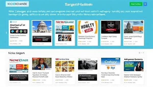 An interactive platform interface displaying a variety of niche categories and audience segments for targeted ad placements, showcasing the diverse and specialized advertising opportunities available on NicheXchange.