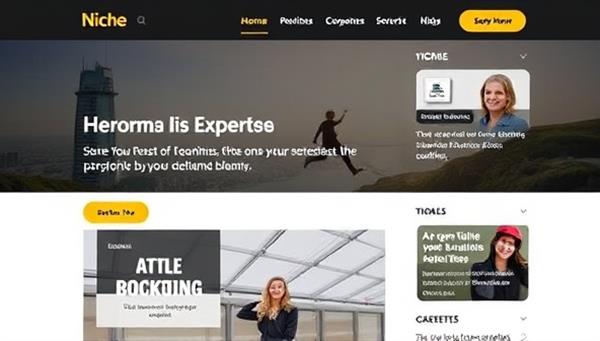 A niche blog website mockup featuring niche-specific content, engaging visuals, and a clean layout tailored to a specialized audience, conveying expertise and authority in the chosen niche market.