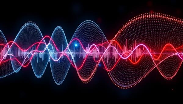 An abstract visualization of sound waves morphing into personalized messages tailored to different listener profiles, symbolizing the dynamic and adaptive nature of personalized audio advertisements.