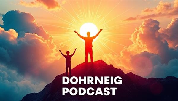 An inspiring podcast cover art featuring symbolic imagery of growth, transformation, and empowerment, with vibrant colors and dynamic visuals that capture the essence of personal development and self-improvement themes.