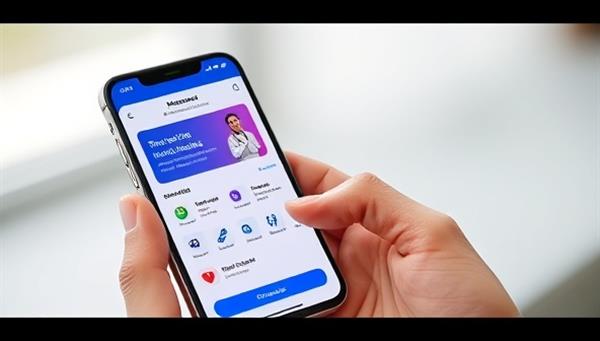 An engaging image of a smartphone displaying the MediConnect AI app interface, showcasing virtual doctor consultations, personalized health insights, and AI-powered health tracking features, illustrating convenience and innovation in healthcare.