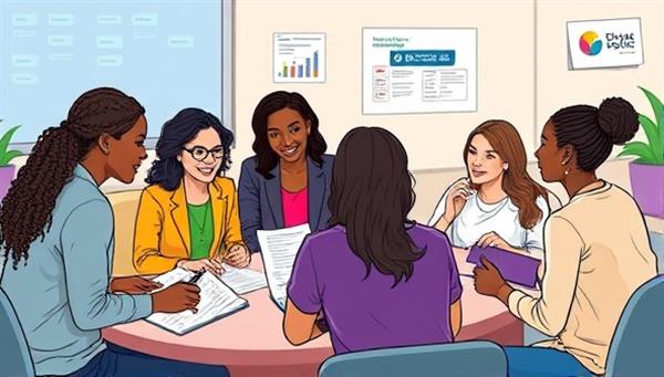 An illustration of diverse professionals engaging in a DEI training workshop, with interactive activities and learning materials, representing inclusivity and growth in a professional setting.