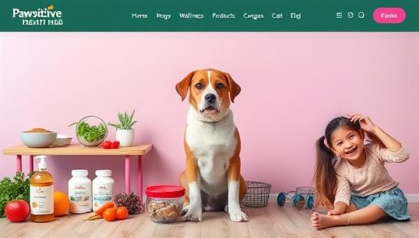 An online platform featuring a variety of premium pet wellness products, natural supplements, and personalized nutrition plans for dogs and cats, with vibrant images of healthy pets, organic ingredients, and happy pet owners engaging in enriching activities, creating a holistic and engaging pet care experience that embodies the essence of Pawsitive Health Hub.