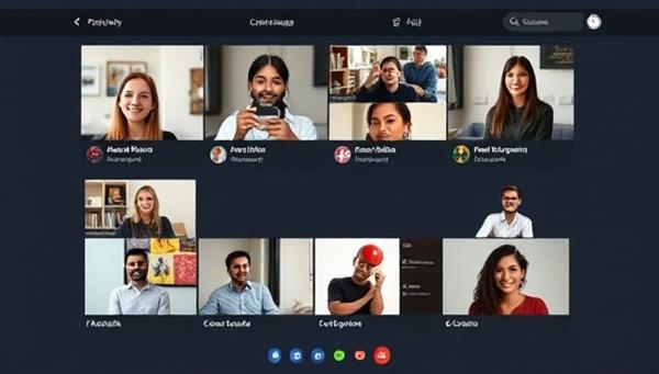 An online platform interface showcasing diverse language exchange sessions in progress, with users from different countries engaging in conversations and virtual language learning activities, promoting cultural diversity and language proficiency.