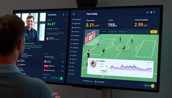 An online coaching session interface featuring a coach providing real-time feedback and analysis to a player