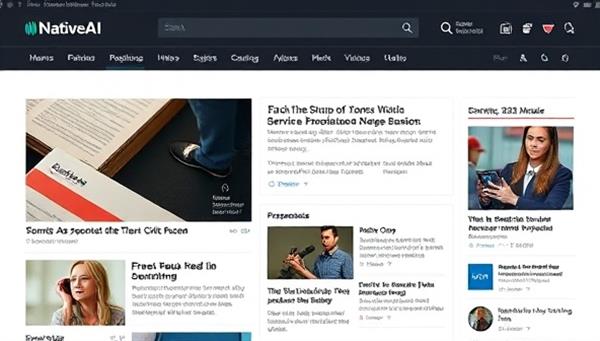 An online news portal showcasing a seamless integration of sponsored content within its editorial feed, with AI-powered ad recommendations tailored to individual user preferences, illustrating the unobtrusive and personalized nature of NativeAI