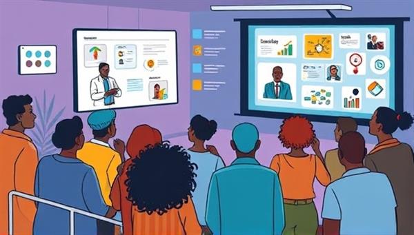 An inspiring digital illustration depicting a diverse group of community members engaging in an interactive insurance education session on the InsureEd Community platform, with experts leading discussions, visuals on insurance concepts, and collaborative learning environments, symbolizing empowerment and knowledge-sharing in insurance literacy.