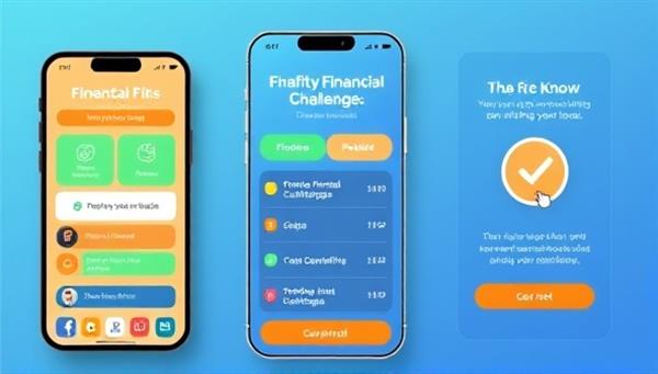 An engaging visual representation of the FinFit Challenge app interface, showcasing interactive financial challenges, progress tracking features, and gamified elements that motivate users to improve their financial fitness in a playful and rewarding environment.