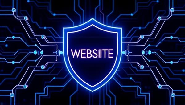 An interconnected chain of digital blocks forming a shield around a website, symbolizing the secure and tamper-proof nature of blockchain-powered web design services.