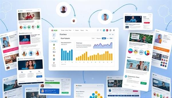An innovative visualization of an AI-powered email marketing dashboard displaying dynamic personalization features and real-time engagement metrics, surrounded by email templates tailored to diverse customer segments, illustrating the efficiency and effectiveness of PersonalizePro.