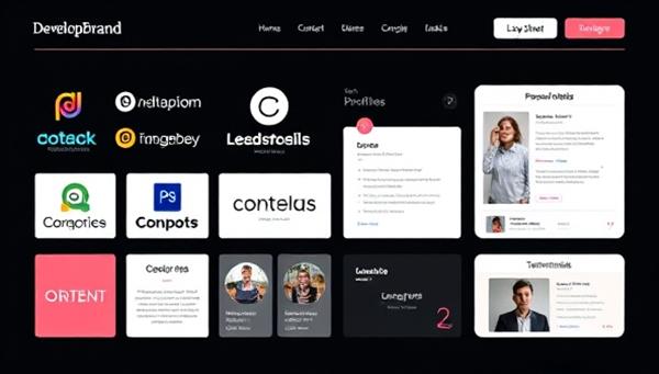 A sleek and professional online brand portfolio showcasing various personal branding elements like logos, social media profiles, content samples, and testimonials, reflecting a cohesive and impactful personal brand identity, highlighting the consultancy