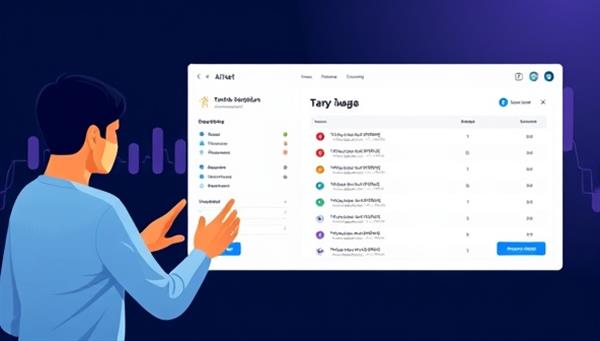 An interface mockup showing a user interacting with a sleek AI-powered tax compliance platform, with smart suggestions and real-time tax calculations, illustrating efficiency and modernity in tax services.