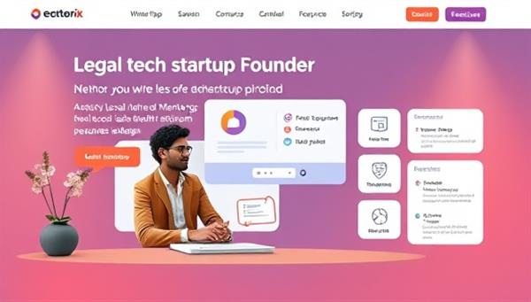 An engaging online platform design showcasing a virtual mentorship session between a legal tech startup founder and a mentor, with interactive tools and resources in the background, illustrating a supportive and innovative startup ecosystem.
