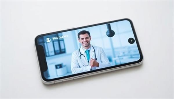A smartphone displaying a virtual medical consultation with a doctor, showcasing a seamless and convenient healthcare experience for the user.