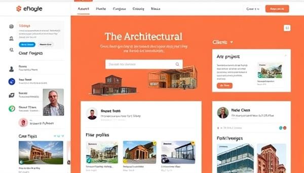 An online architectural freelance marketplace interface showcasing a variety of design projects, architect profiles, and client reviews, illustrating the platform