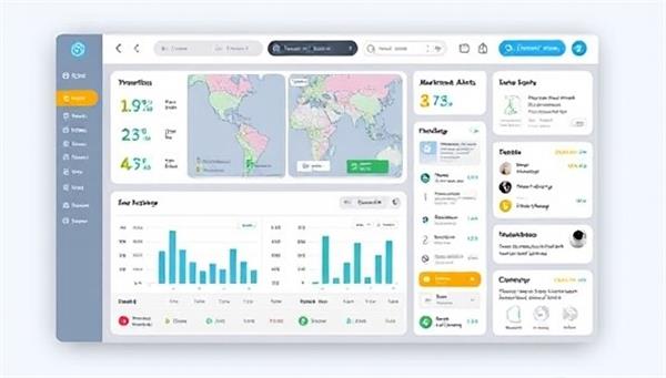 An innovative property management dashboard featuring AI analytics, automated maintenance alerts, and interactive tenant communication tools, showcasing the efficiency and convenience of SmartEstate Management for property owners and landlords.