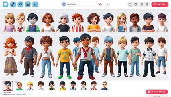 An image of a diverse array of customizable digital characters and avatars displayed on a virtual character creation interface, showcasing the rich customization options and creative possibilities offered by the subscription service.