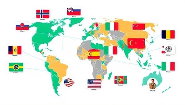 An international language exchange network depicted through a digital globe with language flags, chat bubbles in various languages, and video call icons connecting users from different parts of the world for virtual language exchange sessions, symbolizing global communication and cultural exchange.