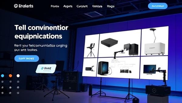An online platform showcasing a variety of telecommunication equipment available for rent, displayed in an engaging and visually appealing layout, highlighting the convenience and flexibility of renting high-quality gear for virtual communication needs.