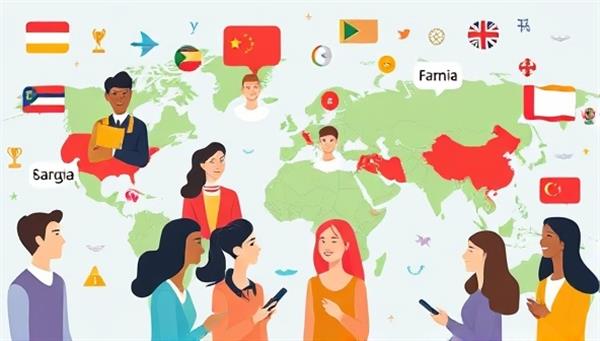 An engaging visual representation of a global language exchange network with diverse avatars conversing in different languages, cultural symbols in the background, and interactive language learning tools, highlighting the vibrant and inclusive community fostered by the platform.