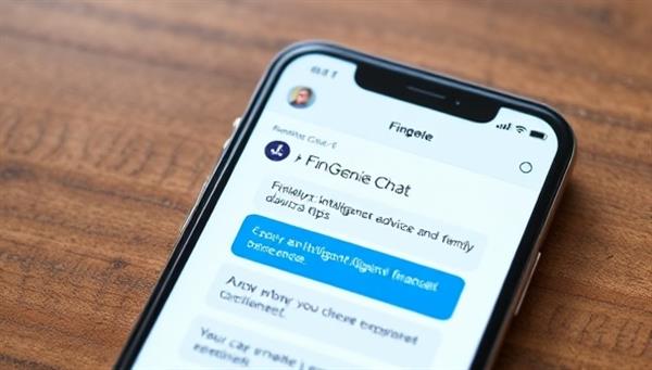 An image of a smartphone screen displaying the FinGenie Chat interface, featuring a friendly and intelligent chatbot providing financial advice and tips to a user, creating a seamless and engaging experience in managing personal finances through messaging apps.