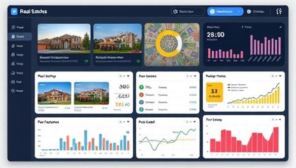 An interactive real estate investment dashboard displaying property listings, investment portfolios, and financial analytics, with virtual property tours, market trends, and ROI projections, creating a dynamic and engaging platform for digital real estate investors to manage their investments and grow their wealth.