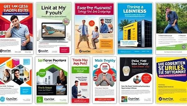 A collection of diverse ad design samples showcasing various styles, color schemes, and layouts, tailored to different business types and industries, with branding elements and campaign visuals integrated seamlessly, highlighting the customization and versatility of the ad design subscription service.