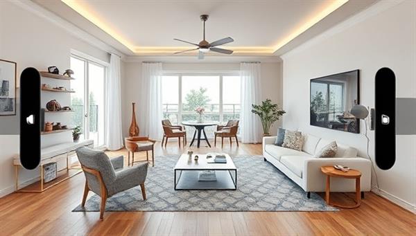 An augmented reality visualization of a living room design, where virtual furniture and decor elements seamlessly blend with the physical space, showcasing the transformative power of AR technology in home design.