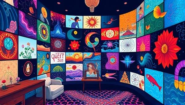 A vibrant and imaginative digital art gallery showcasing a diverse range of digital artworks, including colorful illustrations, intricate designs, animated gifs, and digital paintings, creating a dynamic and visually captivating online space for digital art appreciation and exploration.