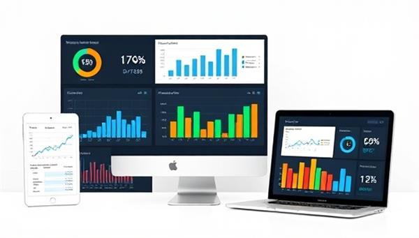 A dynamic and interactive financial reporting dashboard displayed on multiple devices, with charts, graphs, and performance indicators updating in real-time, illustrating data-driven decision-making and analysis in a cloud-based reporting tool.