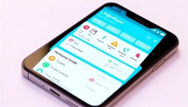 A smartphone screen displaying the LinguaSync app interface with interactive language exercises, pronunciation guides, and progress trackers, showcasing a dynamic and engaging language learning experience tailored to individual users, symbolizing the versatility and effectiveness of the app.