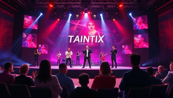 An interactive virtual stage on the platform showcasing a diverse range of talents performing, with industry professionals watching and engaging through virtual chat features, creating a dynamic and immersive talent discovery experience.