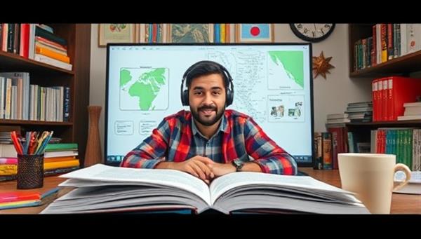 An engaging virtual language lesson in progress, with a tutor and student interacting through a video call, surrounded by language textbooks and cultural artifacts, creating a vibrant and immersive learning environment that sparks curiosity and motivation.