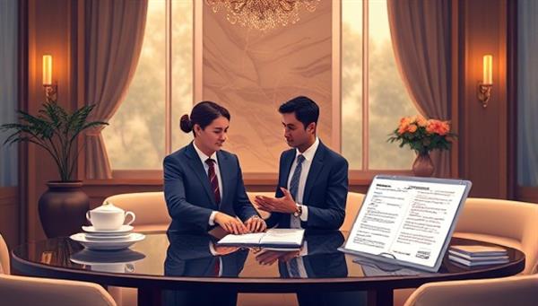 An elegant and sophisticated digital illustration depicting a virtual insurance concierge assisting a client in a luxurious setting, surrounded by insurance policy documents and a seamless online consultation interface, conveying a seamless and premium insurance experience.